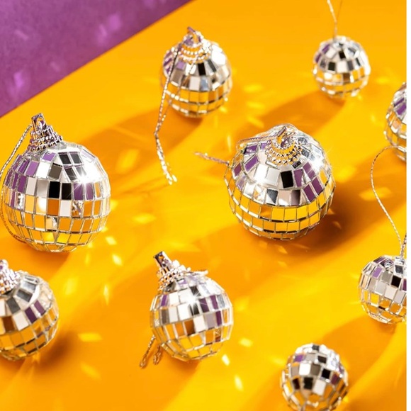 Silver Disco Ball Ornaments Set-12ct - Picture 3 of 4